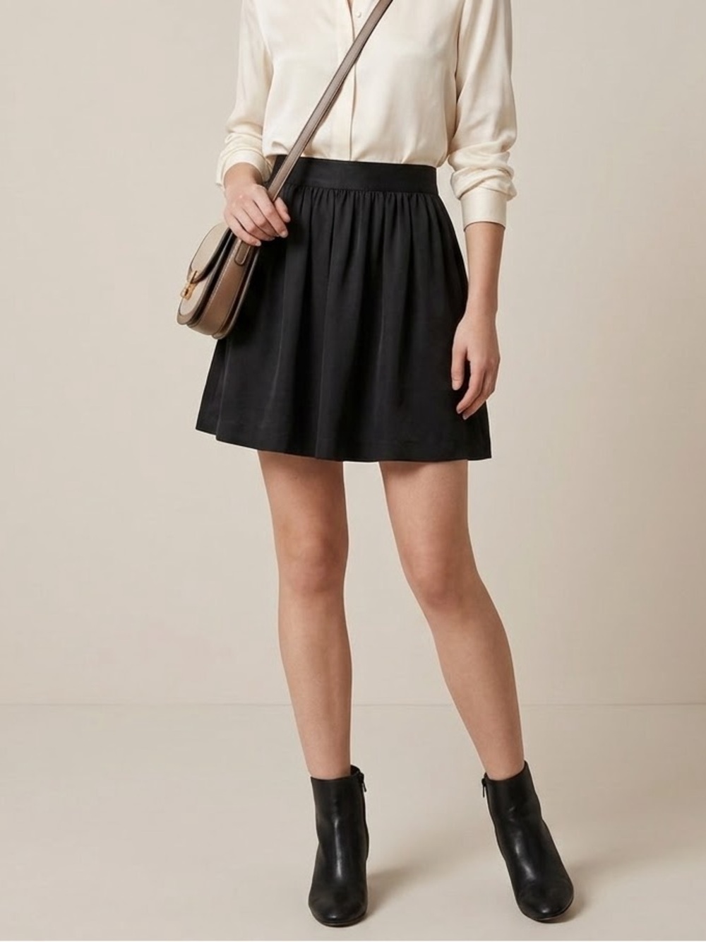 Joie Silk and Cotton Black Mini Skirt